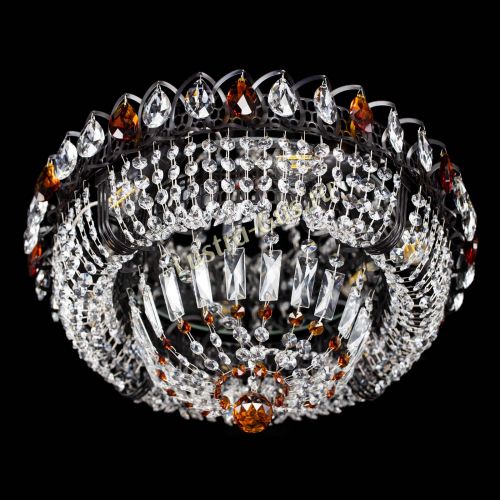 Люстра Кольцо Классика Черная с чайными подвесками в Саратове Гусь Хрустальный