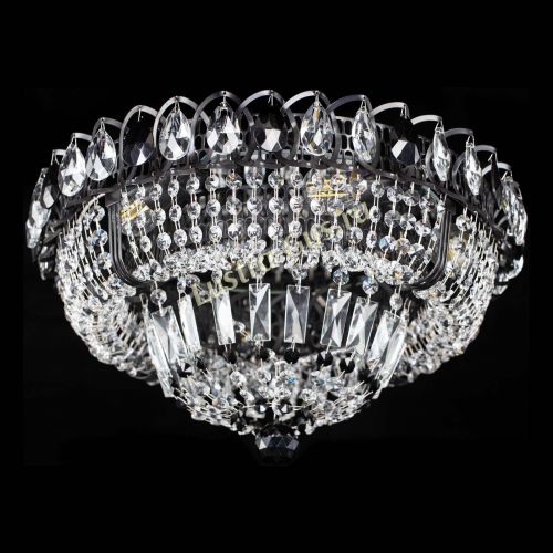 Люстра Кольцо Классика Черная с черными подвесками в Саратове Гусь Хрустальный