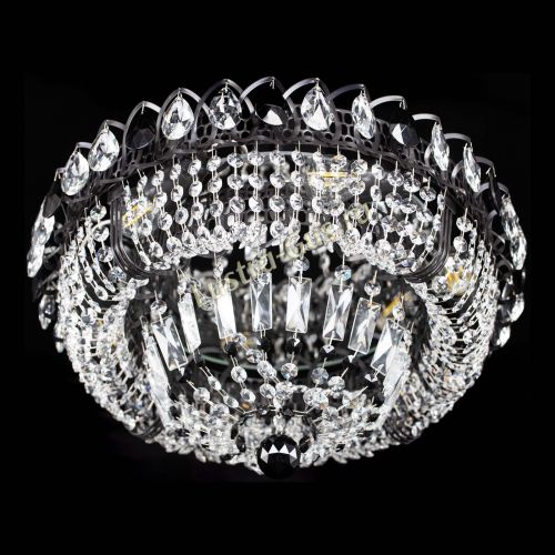 Люстра Кольцо Классика Черная с черными подвесками в Саратове Гусь Хрустальный