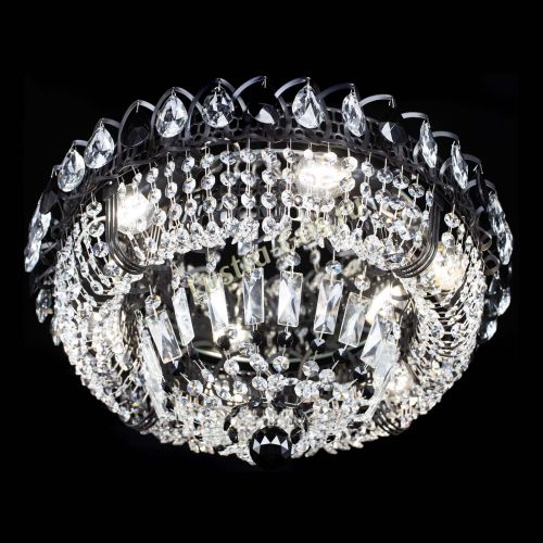 Люстра Кольцо Классика Черная с черными подвесками в Саратове Гусь Хрустальный