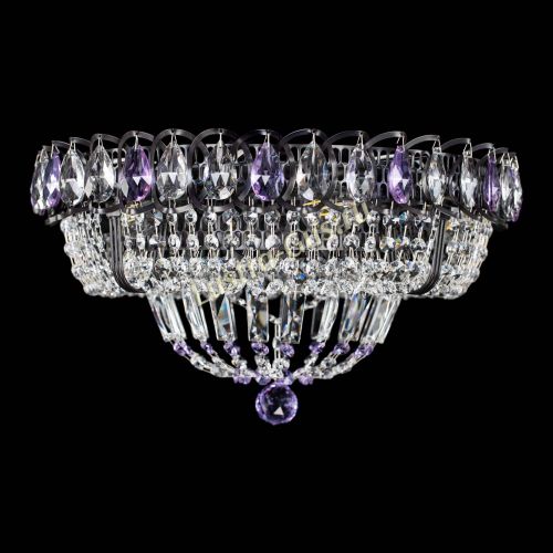 Люстра Кольцо Классика Черная с фиолетовыми подвесками в Саратове Гусь Хрустальный