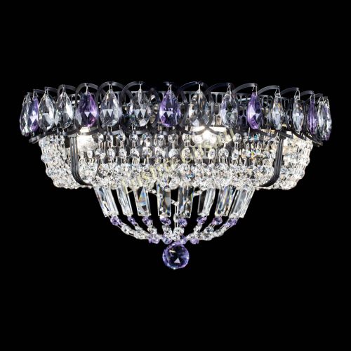 Люстра Кольцо Классика Черная с фиолетовыми подвесками в Саратове Гусь Хрустальный