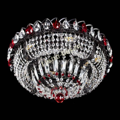Люстра Кольцо Классика Черная с красными подвесками в Саратове Гусь Хрустальный