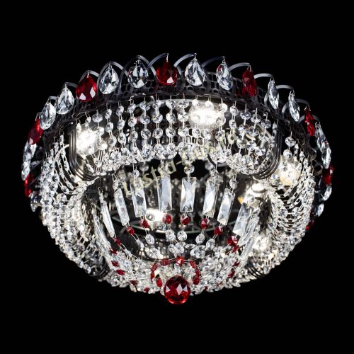 Люстра Кольцо Классика Черная с красными подвесками в Саратове Гусь Хрустальный