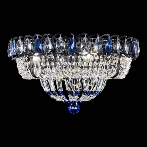 Люстра Кольцо Классика Черная с синими подвесками в Саратове Гусь Хрустальный