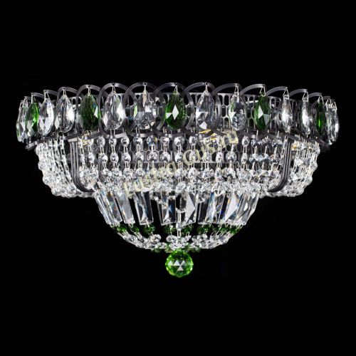 Люстра Кольцо Классика Черная с зелеными подвесками в Саратове Гусь Хрустальный