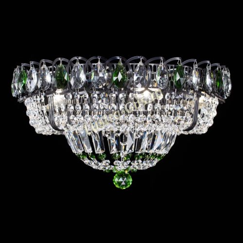 Люстра Кольцо Классика Черная с зелеными подвесками в Саратове Гусь Хрустальный