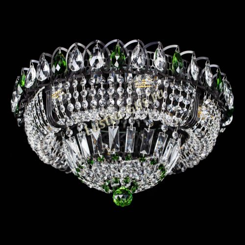 Люстра Кольцо Классика Черная с зелеными подвесками в Саратове Гусь Хрустальный