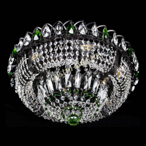 Люстра Кольцо Классика Черная с зелеными подвесками в Саратове Гусь Хрустальный
