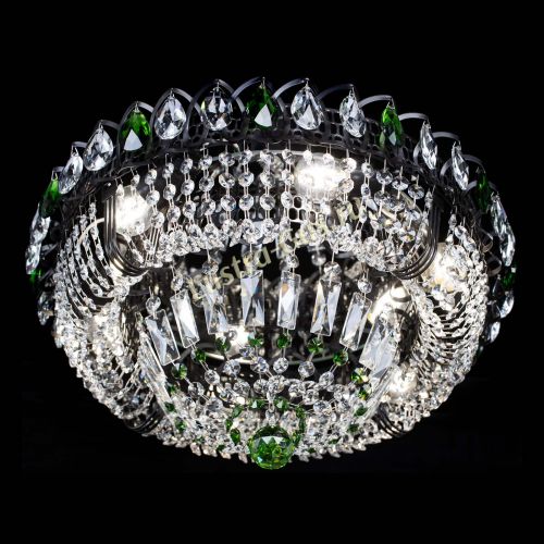 Люстра Кольцо Классика Черная с зелеными подвесками в Саратове Гусь Хрустальный