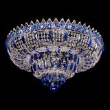 Люстра Корона Водопад синий - золото, Люстры Гусь Хрустальный