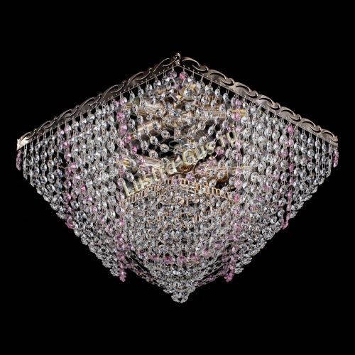 Люстра Квадрат Бриз розовая в Саратове Гусь Хрустальный