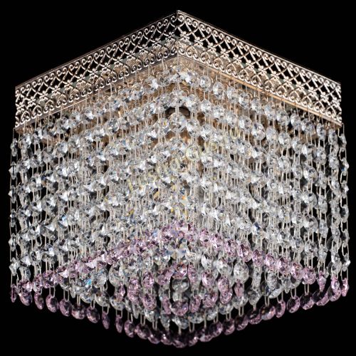 Люстра Квадрат Венеция №1 розовая в Саратове Гусь Хрустальный