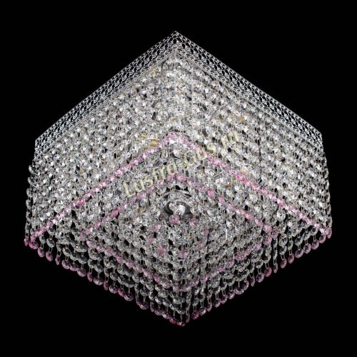 Люстра Квадрат Венеция №3 розовая в Саратове Гусь Хрустальный