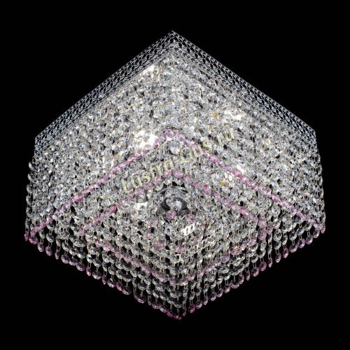 Люстра Квадрат Венеция №3 розовая в Саратове Гусь Хрустальный