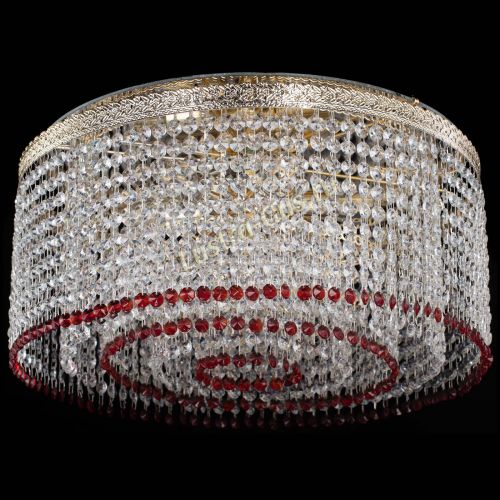 Люстра Милан капель оптикон Красная в Саратове Гусь Хрустальный