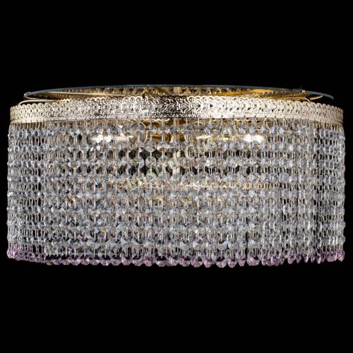 Люстра Милан капель оптикон Розовая в Саратове Гусь Хрустальный