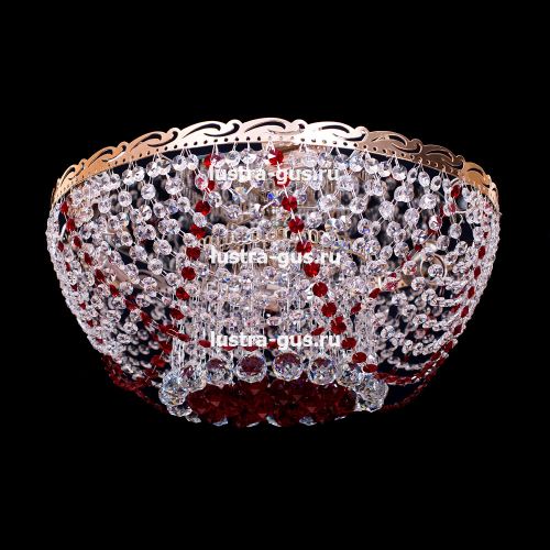 Люстра Анжелика 6 ламп + низ красная в Саратове Гусь Хрустальный