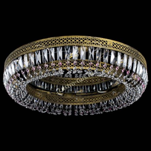 Люстра Венеция Кольцо №8 пластинка под бронзу Розовая в Саратове Гусь Хрустальный