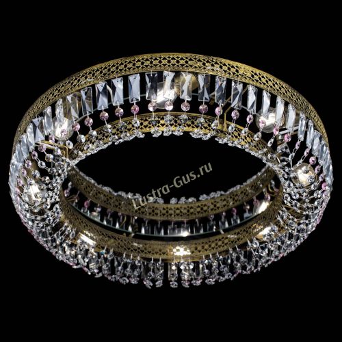 Люстра Венеция Кольцо №8 пластинка под бронзу Розовая в Саратове Гусь Хрустальный