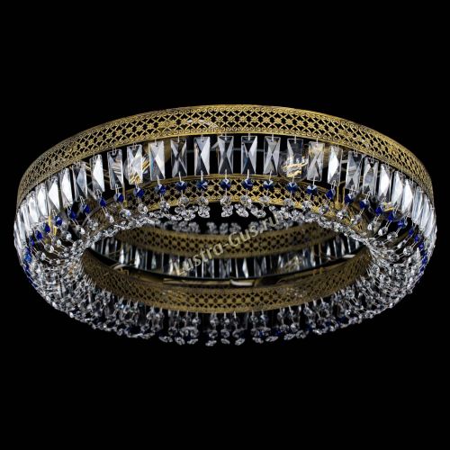 Люстра Венеция Кольцо №8 пластинка под бронзу Синяя в Саратове Гусь Хрустальный