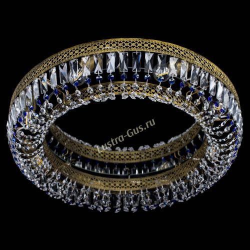 Люстра Венеция Кольцо №8 пластинка под бронзу Синяя в Саратове Гусь Хрустальный