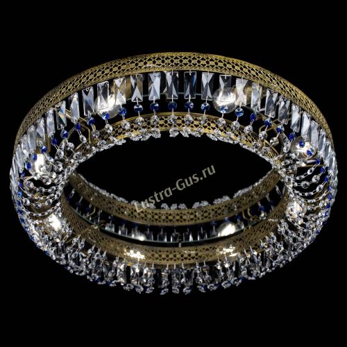 Люстра Венеция Кольцо №8 пластинка под бронзу Синяя в Саратове Гусь Хрустальный