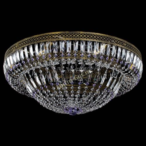 Люстра Венеция Купол пластинка под бронзу Фиолетовая в Саратове Гусь Хрустальный