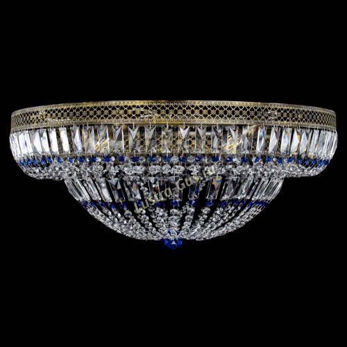 Люстра Венеция Купол пластинка под бронзу Синяя в Саратове Гусь Хрустальный