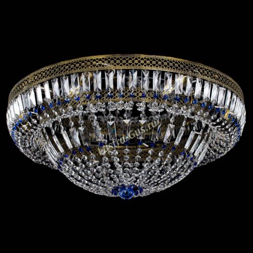 Люстра Венеция Купол пластинка под бронзу Синяя в Саратове Гусь Хрустальный