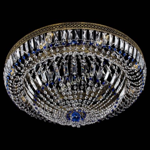Люстра Венеция Купол пластинка под бронзу Синяя в Саратове Гусь Хрустальный