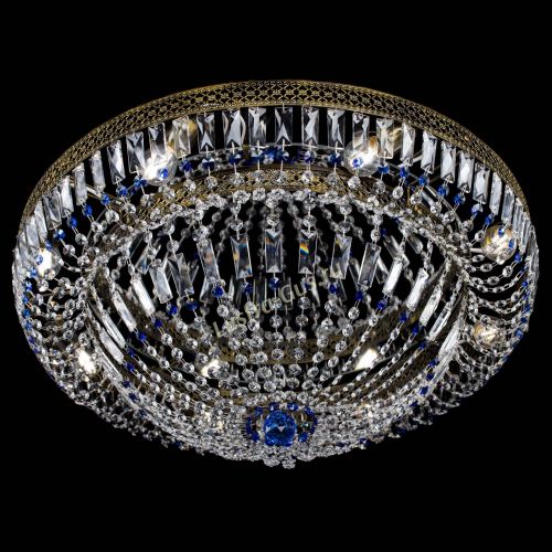 Люстра Венеция Купол пластинка под бронзу Синяя в Саратове Гусь Хрустальный