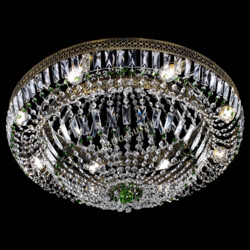 Люстра Венеция Купол пластинка под бронзу Зеленая в Саратове Гусь Хрустальный