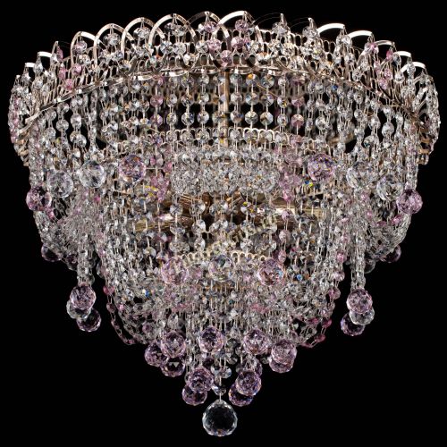 Люстра Водопад Софья розовая в Саратове Гусь Хрустальный