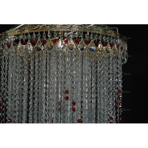 Люстра Вьюга длинная красная в Саратове Гусь Хрустальный