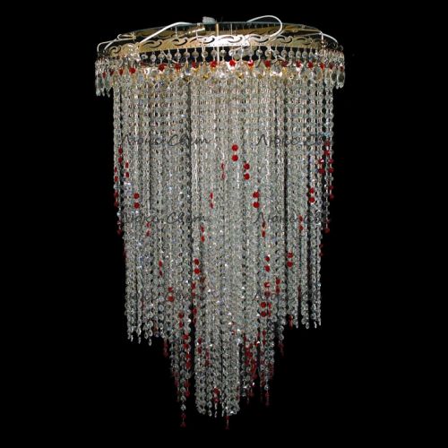 Люстра Вьюга длинная красная в Саратове Гусь Хрустальный