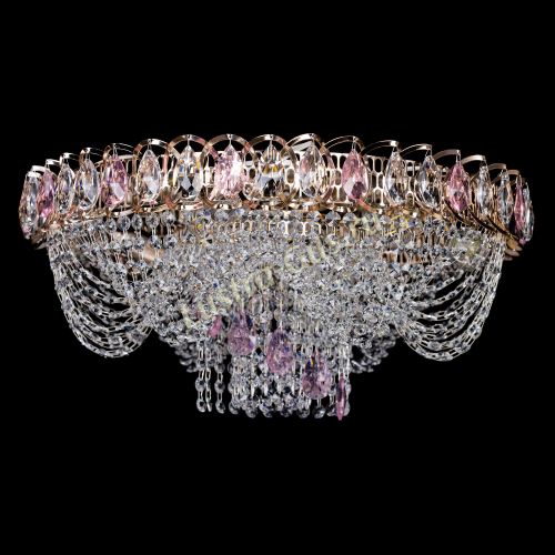 Люстра Жасмин Каскад розовый в Саратове Гусь Хрустальный