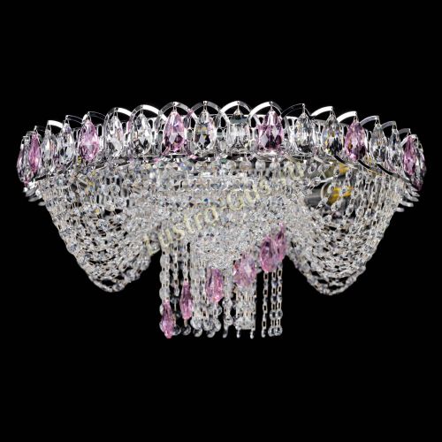 Люстра Жасмин Каскад розовый в Саратове Гусь Хрустальный