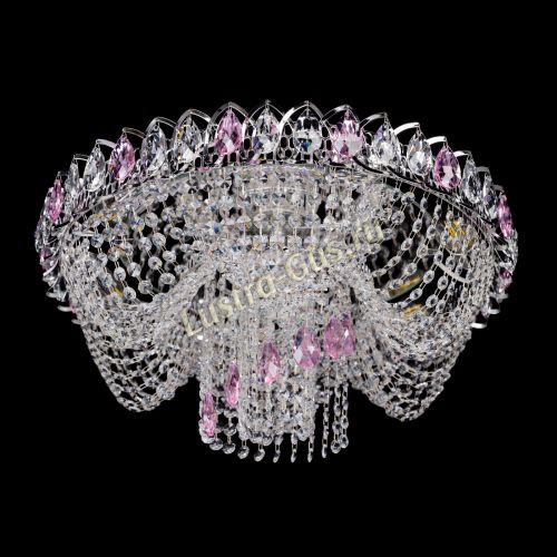 Люстра Жасмин Каскад розовый в Саратове Гусь Хрустальный